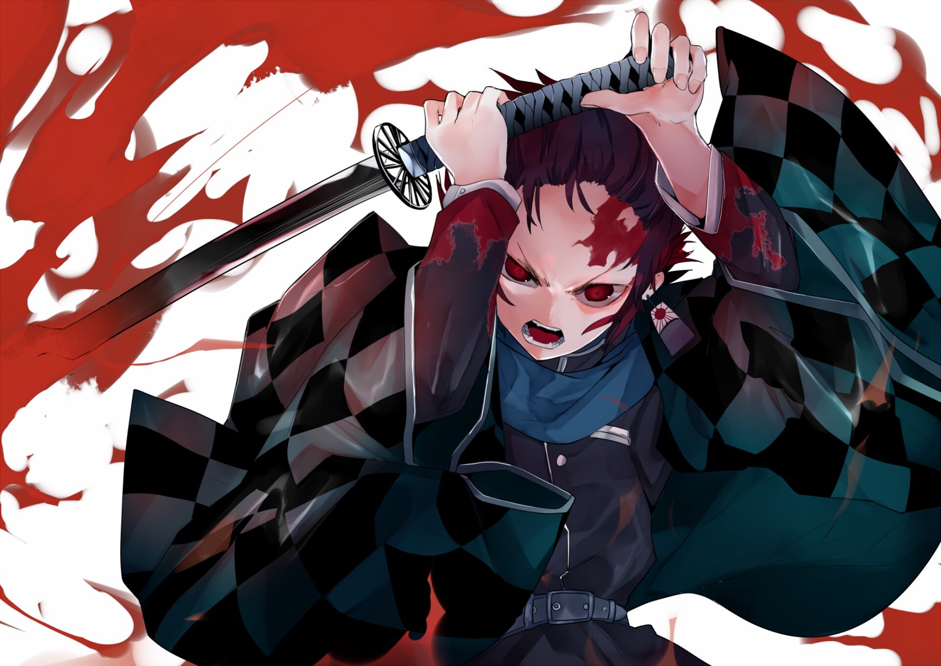 Tanjiro Kamado, Nichirin sword, Checkered green haori Tanjiro Kamado, Nichirin sword, Checkered green haori — 1920×1359 HD wallpaper