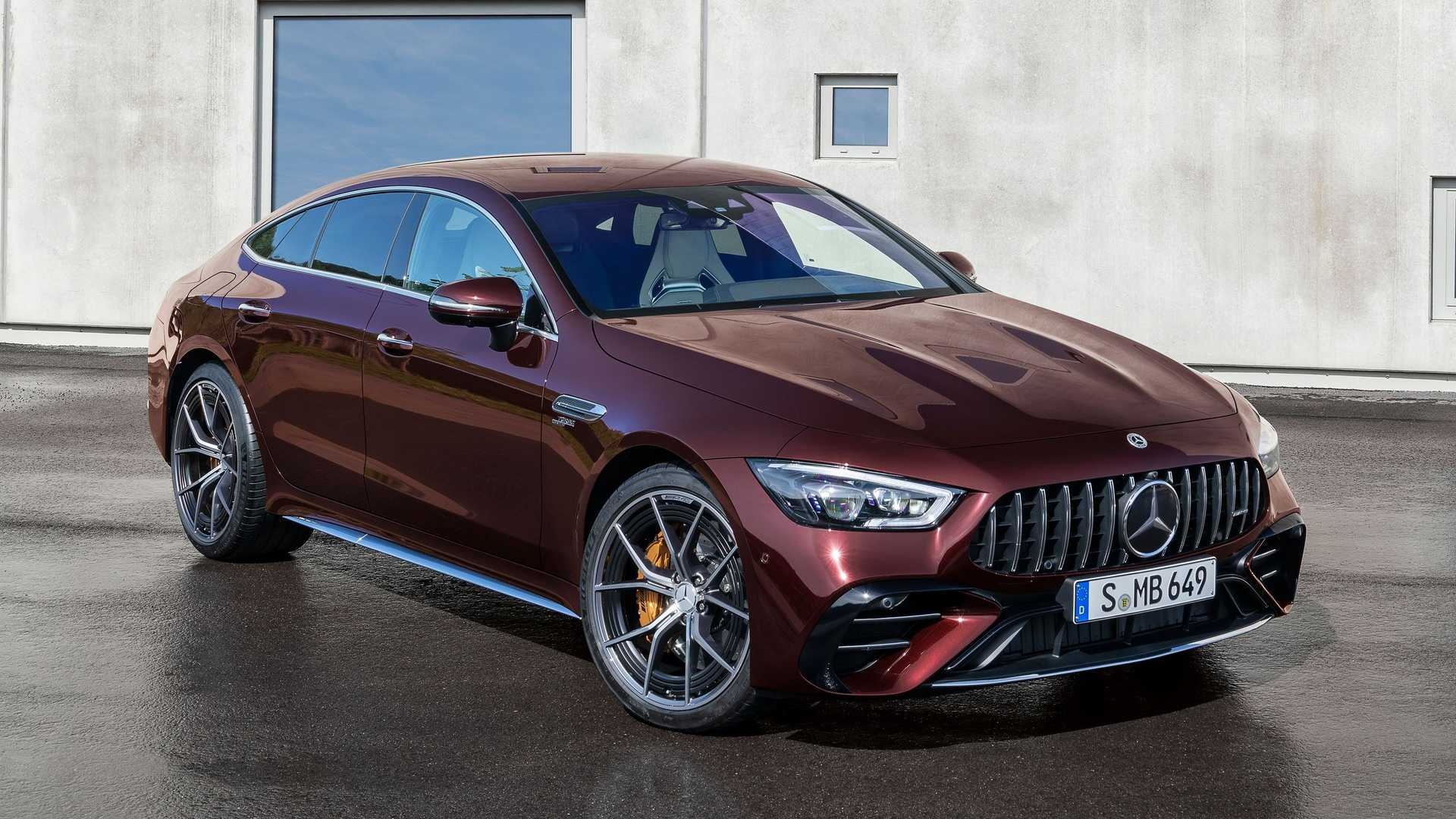 Mercedes-AMG GT 4-Door Coupe, S MB 649 plate, Dark red sedan, Industrial building backdrop Mercedes-AMG GT 4-Door Coupe, S MB 649 plate, Dark red sedan, Industrial building backdrop — 1920×1080 HD wallpaper
