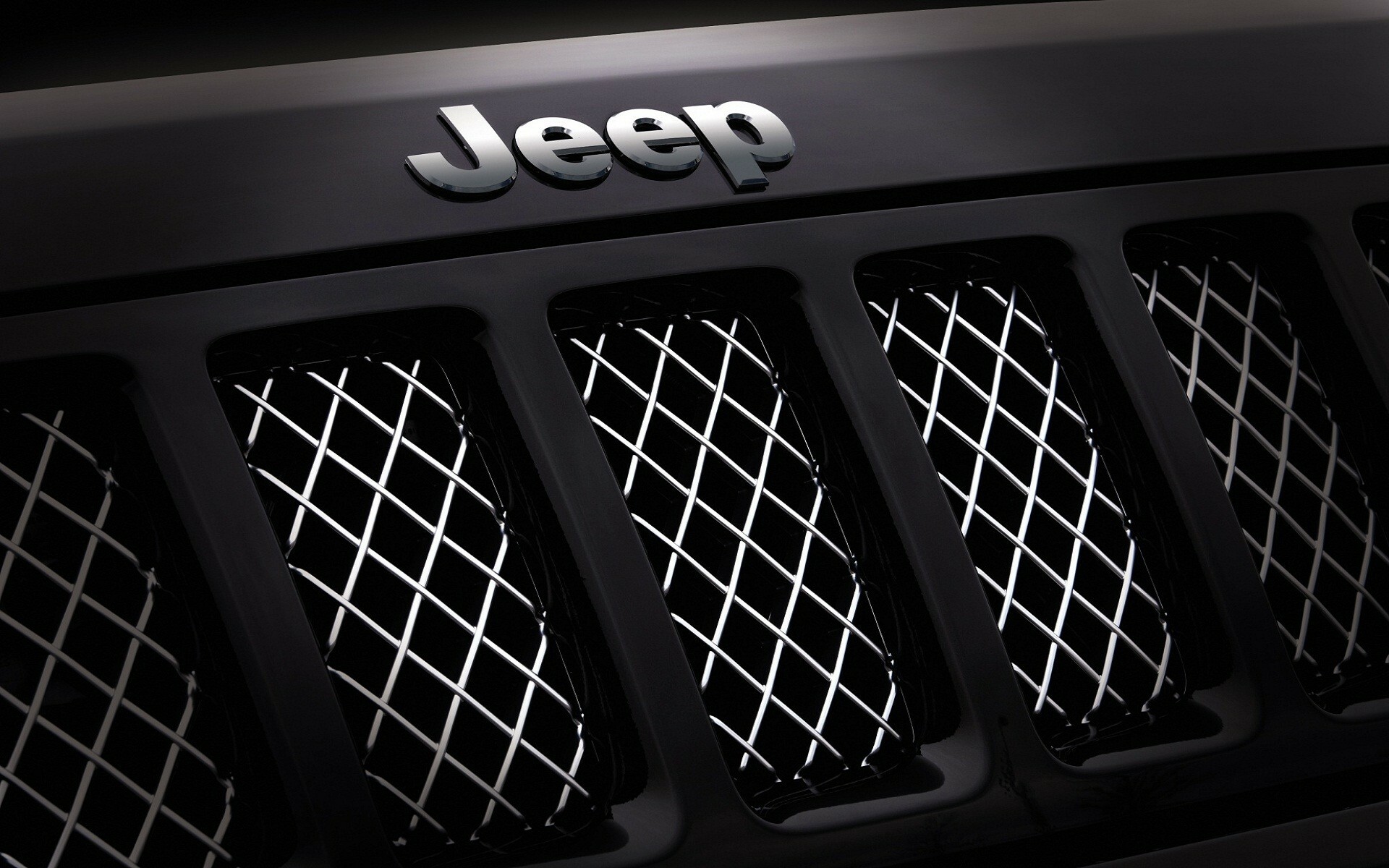 Jeep logo emblem, Seven-slot front grille, Chrome mesh grille Jeep logo emblem, Seven-slot front grille, Chrome mesh grille — 1920×1200 HD wallpaper