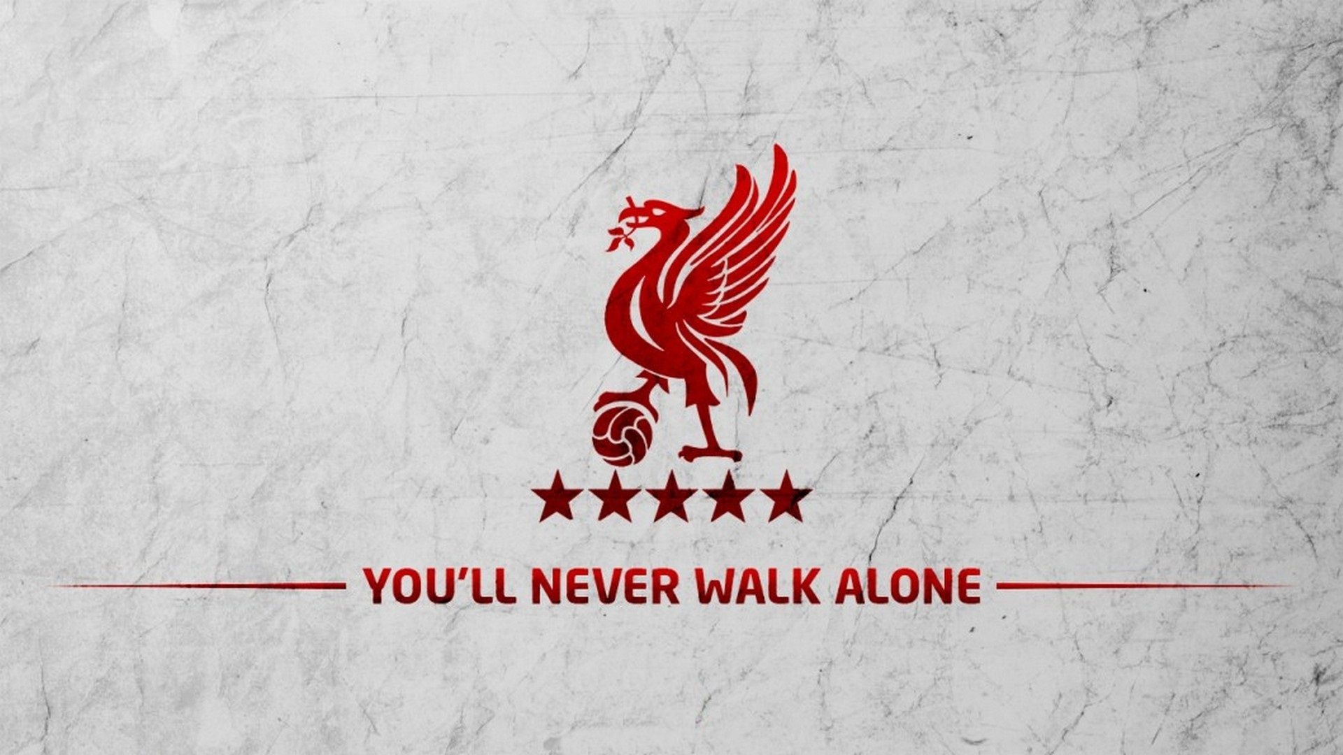 Red Liver Bird emblem, You'll Never Walk Alone slogan, White cracked texture Red Liver Bird emblem, You'll Never Walk Alone slogan, White cracked texture — 1920×1080 HD wallpaper