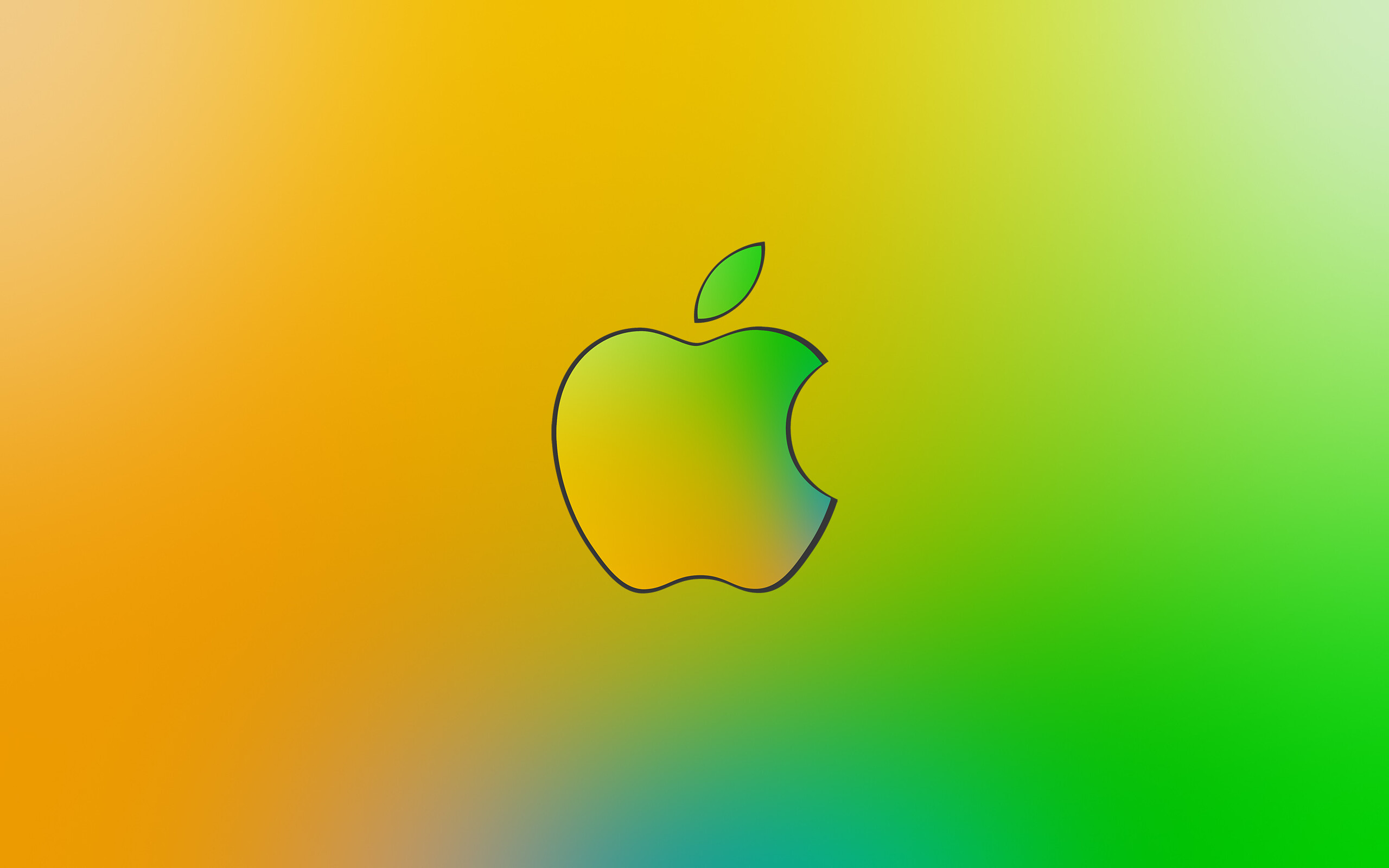 Green gradient Apple logo, Orange green gradient backdrop Green gradient Apple logo, Orange green gradient backdrop — 2560×1600 HD wallpaper