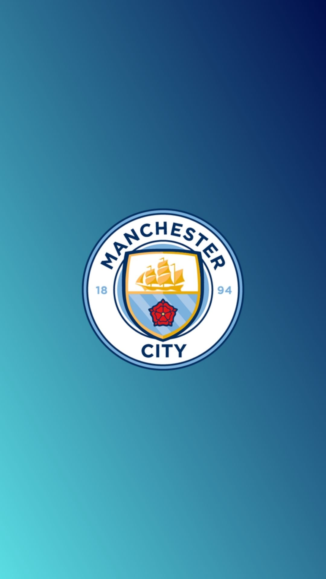 Manchester City crest, 1894 ship emblem, Blue gradient backdrop Manchester City crest, 1894 ship emblem, Blue gradient backdrop — 1080×1920 HD wallpaper