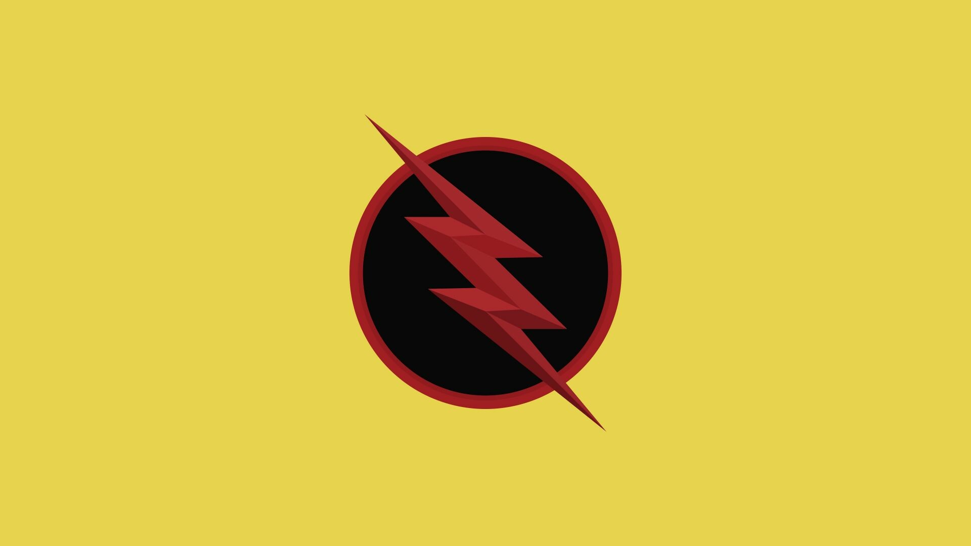 Reverse Flash logo, Red lightning bolt, Yellow background Reverse Flash logo, Red lightning bolt, Yellow background — 1920×1080 HD wallpaper