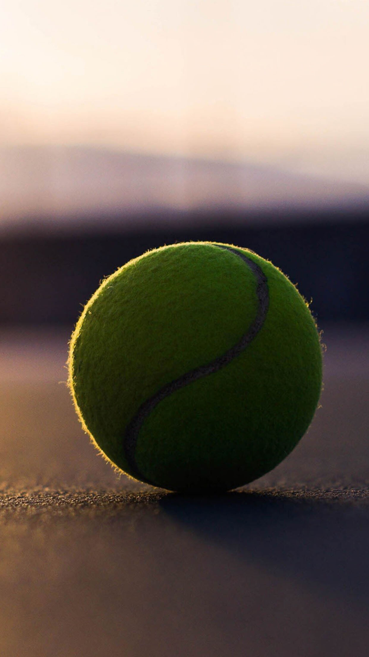 Green tennis ball, Court surface closeup, Sunset backlight Green tennis ball, Court surface closeup, Sunset backlight — 1242×2208 HD wallpaper