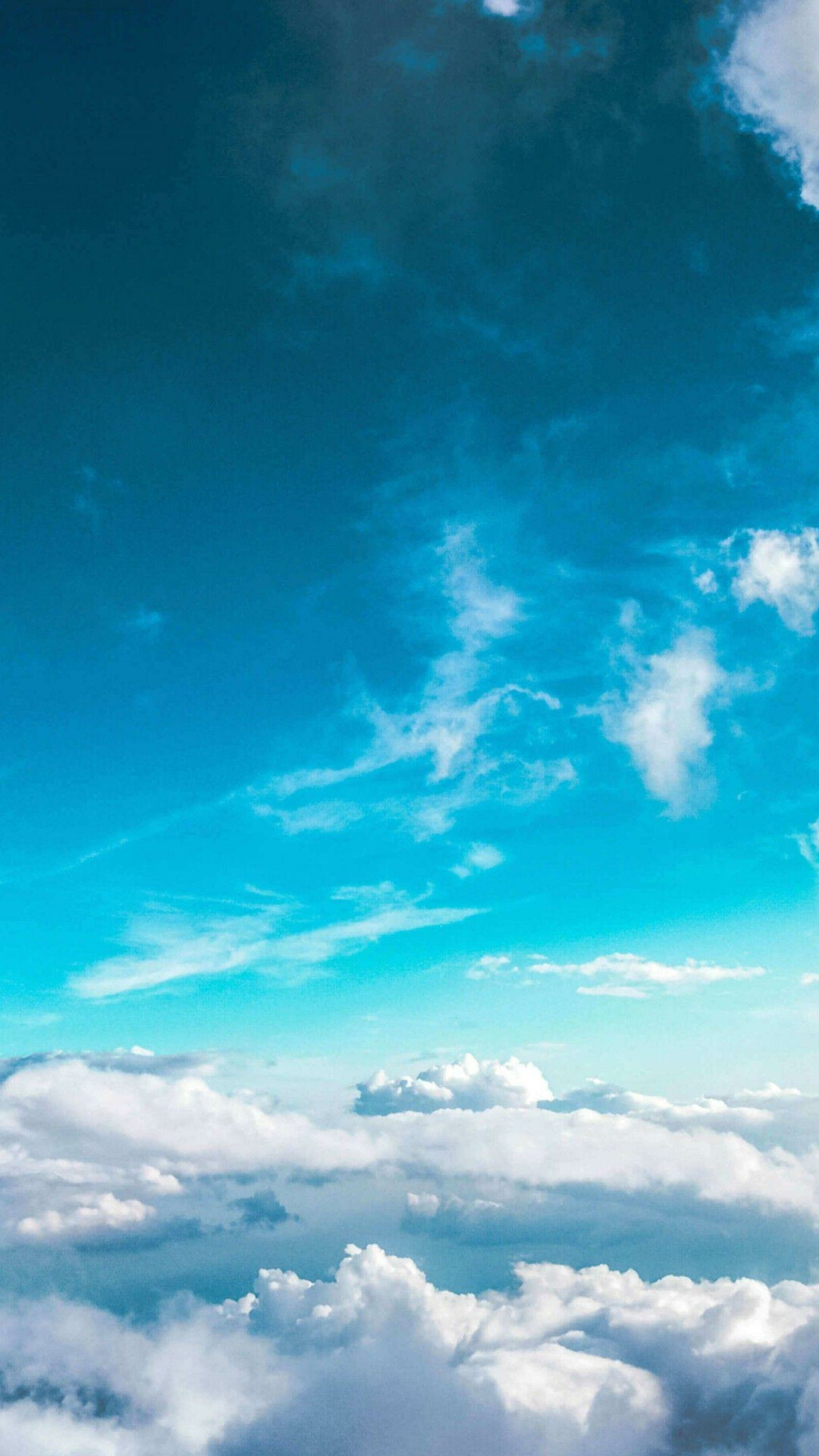 Cumulus cloud layer, Wispy cirrus clouds, Turquoise blue sky Cumulus cloud layer, Wispy cirrus clouds, Turquoise blue sky — 1080×1920 HD wallpaper