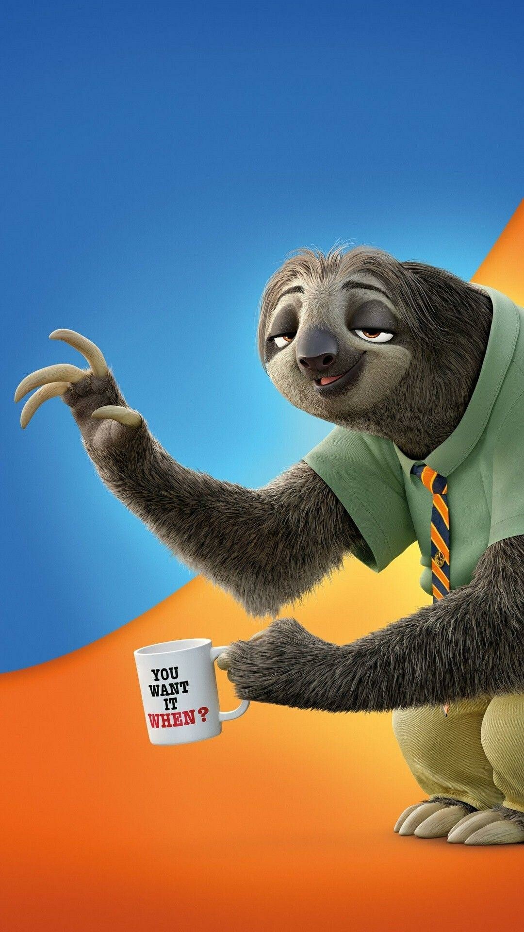 Flash the sloth, You want it when mug, Blue orange background Flash the sloth, You want it when mug, Blue orange background — 1080×1920 HD wallpaper