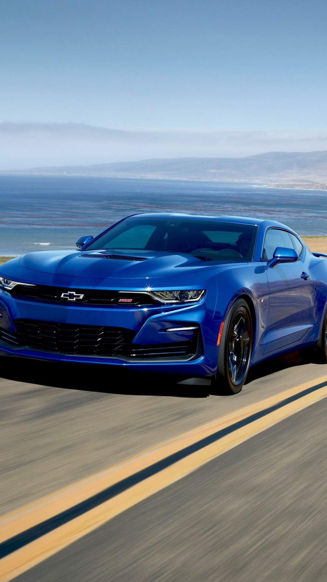 Chevrolet Camaro SS, Coastal highway drive, Blue muscle car Chevrolet Camaro SS, Coastal highway drive, Blue muscle car — 1080×1920 HD wallpaper