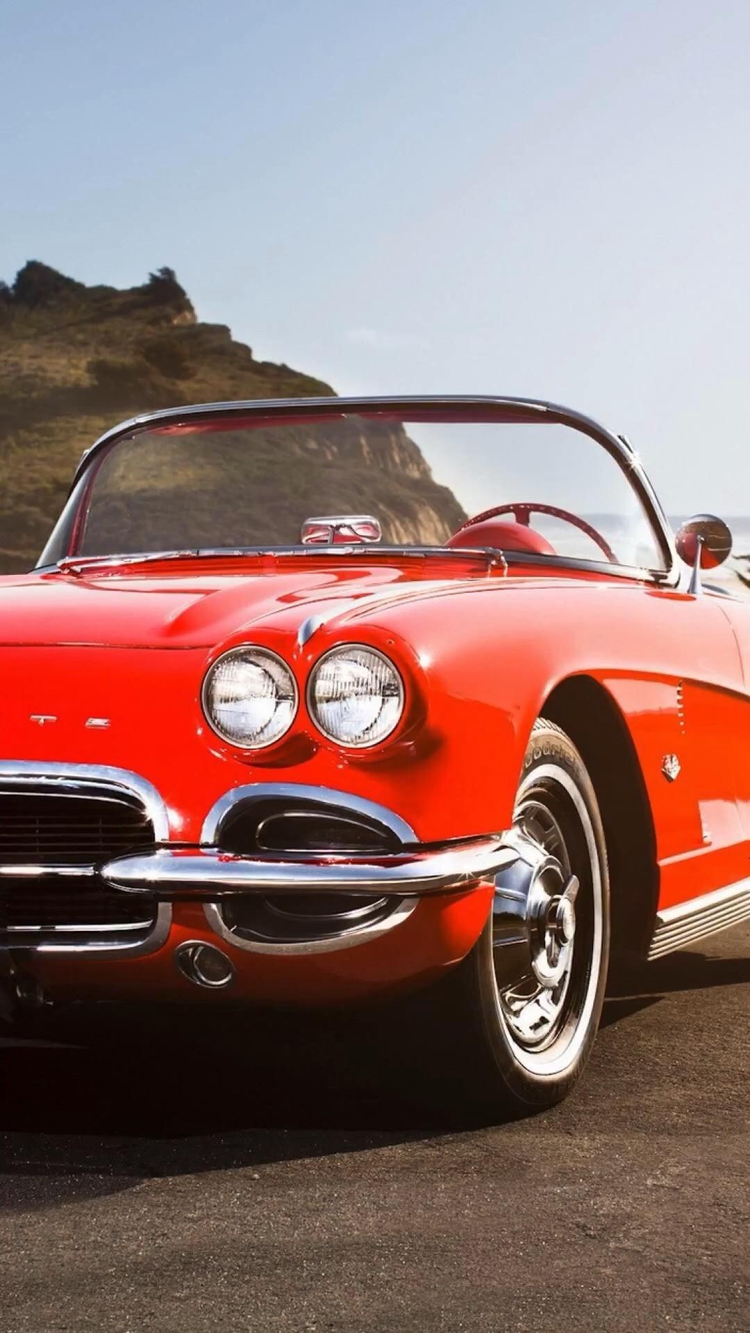 1962 Chevrolet Corvette C1, Red convertible roadster, Coastal cliff backdrop 1962 Chevrolet Corvette C1, Red convertible roadster, Coastal cliff backdrop — 1080×1920 HD wallpaper