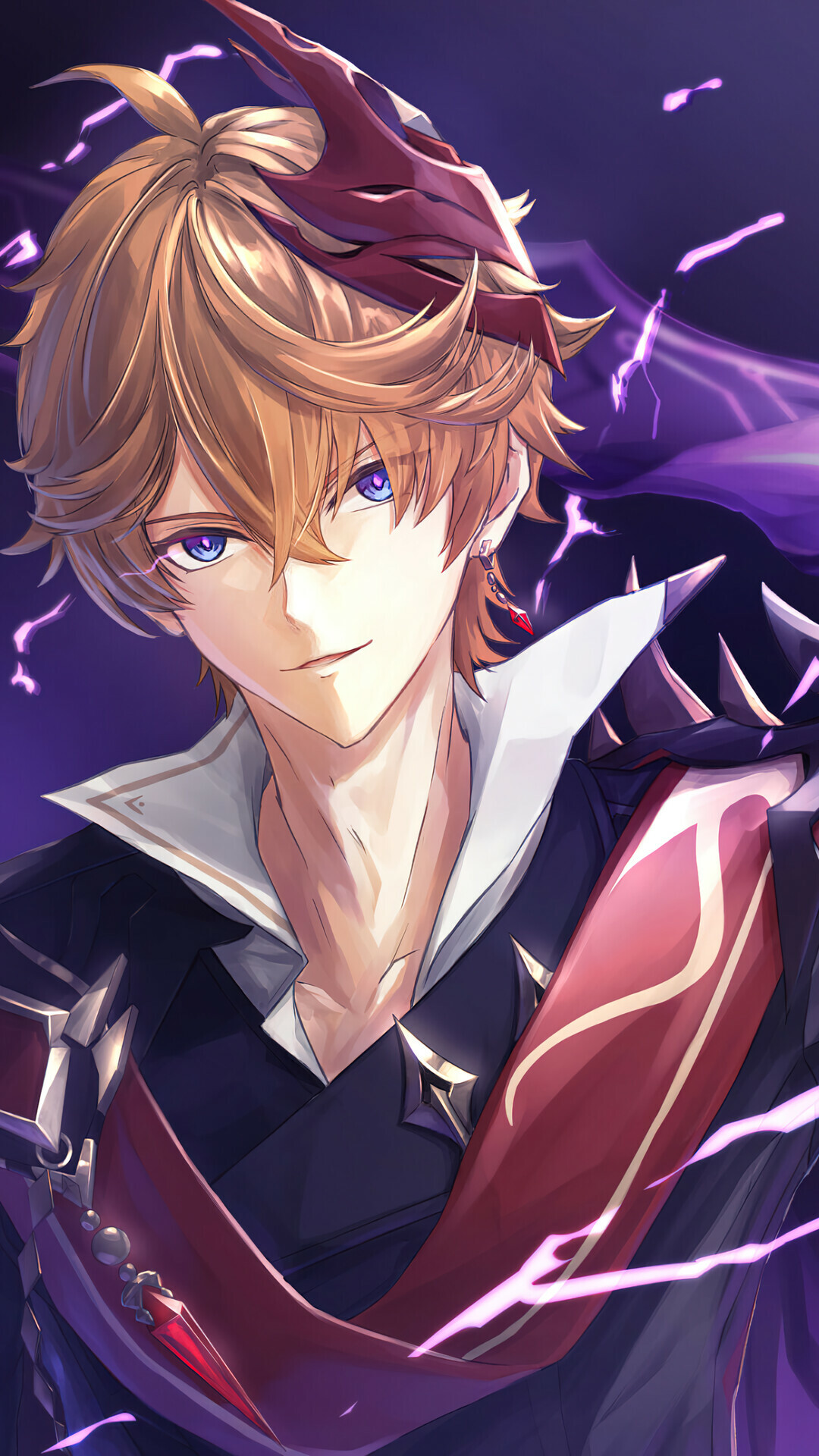 Tartaglia Childe, Foul Legacy transformation, Purple electro lightning Tartaglia Childe, Foul Legacy transformation, Purple electro lightning — 1080×1920 HD wallpaper
