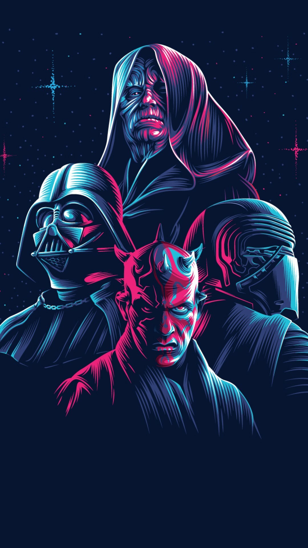 Darth Maul, Emperor Palpatine, Darth Vader, Kylo Ren, Sith Darth Maul, Emperor Palpatine, Darth Vader, Kylo Ren, Sith — 1080×1920 HD wallpaper