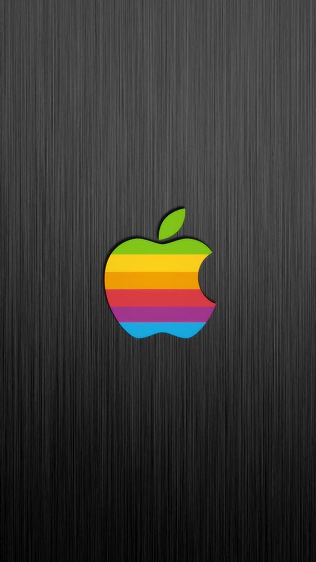 Retro rainbow Apple logo, Brushed dark metal surface, Colorful stripes Retro rainbow Apple logo, Brushed dark metal surface, Colorful stripes — 1080×1920 HD wallpaper