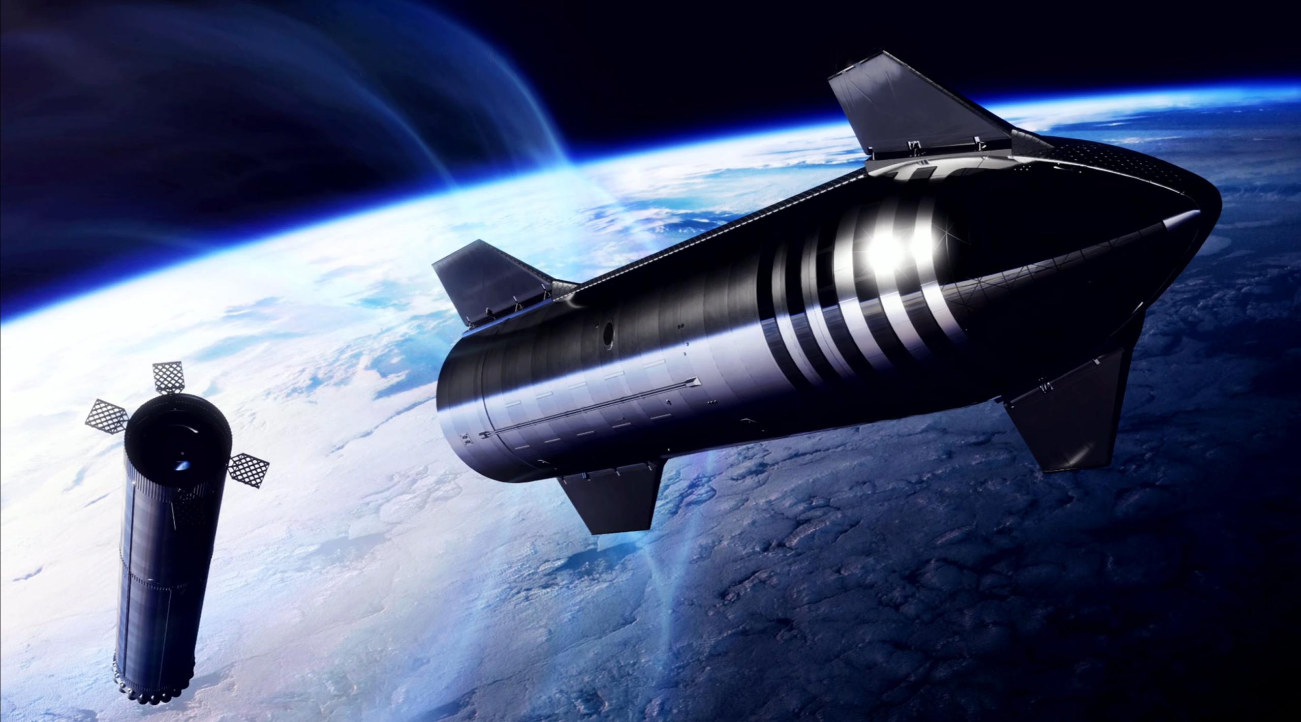 SpaceX Starship, Satellite in orbit, Earth from space SpaceX Starship, Satellite in orbit, Earth from space — 2560×1420 HD wallpaper
