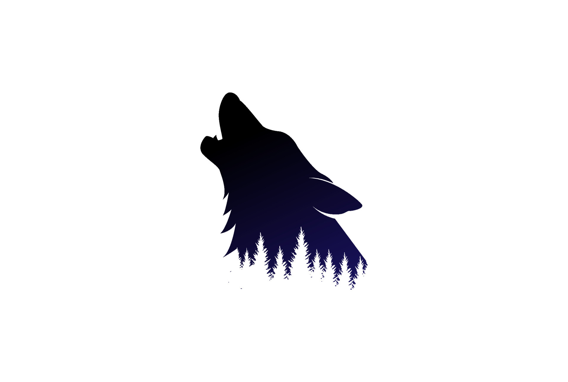 Howling wolf silhouette, Pine tree forest treeline, Dark blue gradient Howling wolf silhouette, Pine tree forest treeline, Dark blue gradient — 1920×1290 HD wallpaper