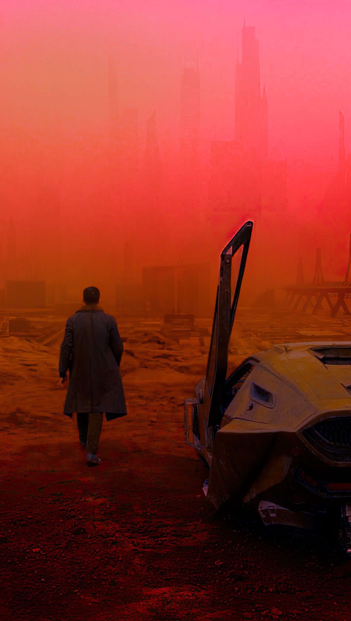 Ryan Gosling Officer K, Las Vegas ruins, Orange red haze Ryan Gosling Officer K, Las Vegas ruins, Orange red haze — 1220×2160 HD wallpaper