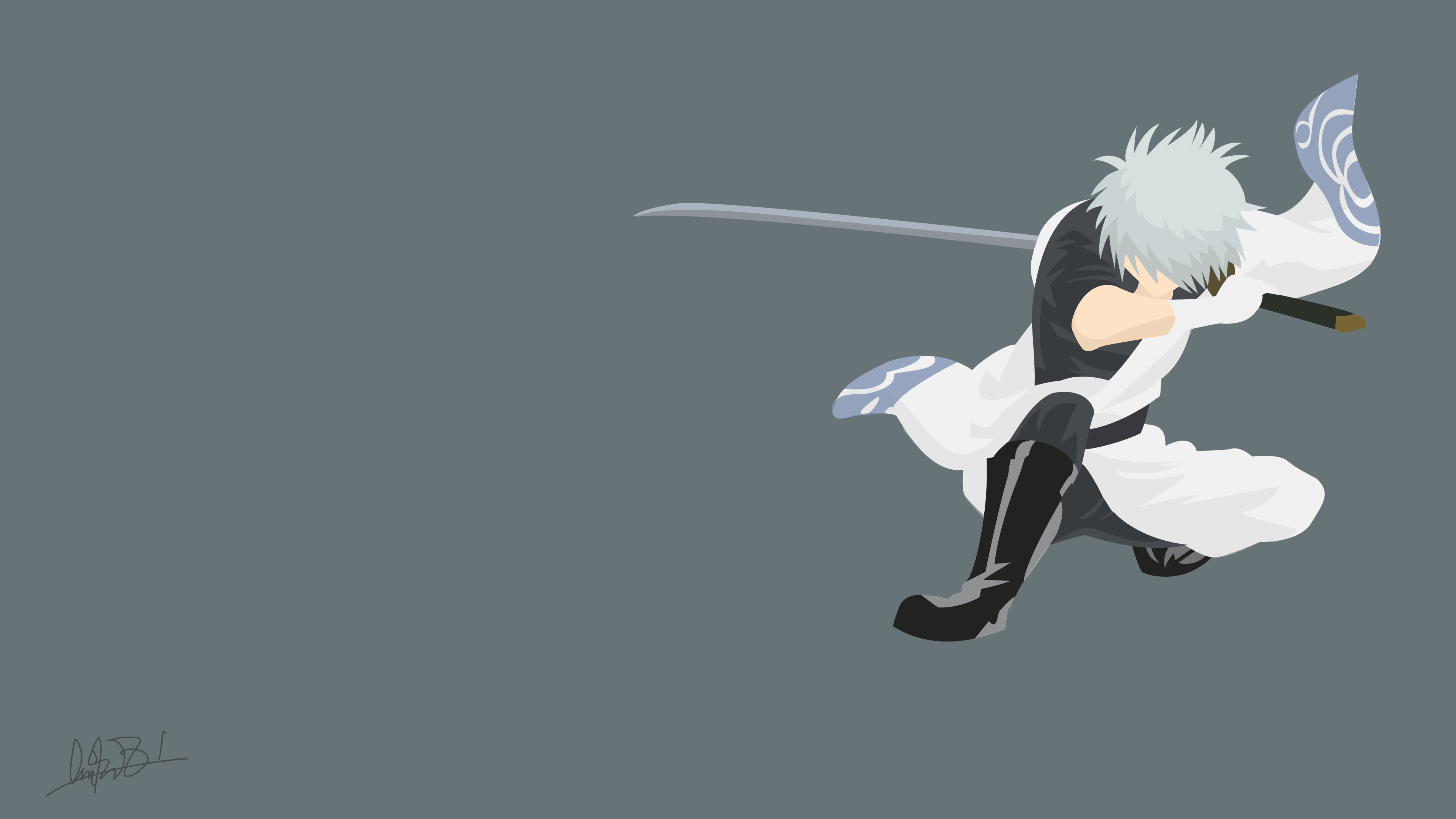Gintoki Sakata, Minimalist vector art, Wooden bokken Gintoki Sakata, Minimalist vector art, Wooden bokken — 3840×2160 HD wallpaper