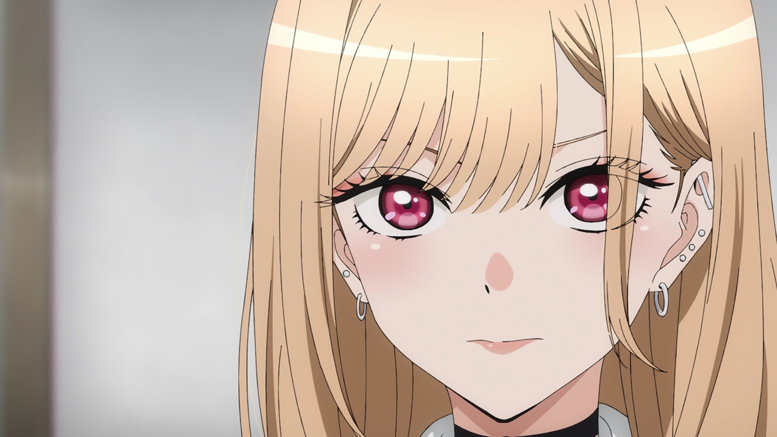 Marin Kitagawa, Pink eyes closeup, Multiple ear piercings Marin Kitagawa, Pink eyes closeup, Multiple ear piercings — 2560×1440 HD wallpaper