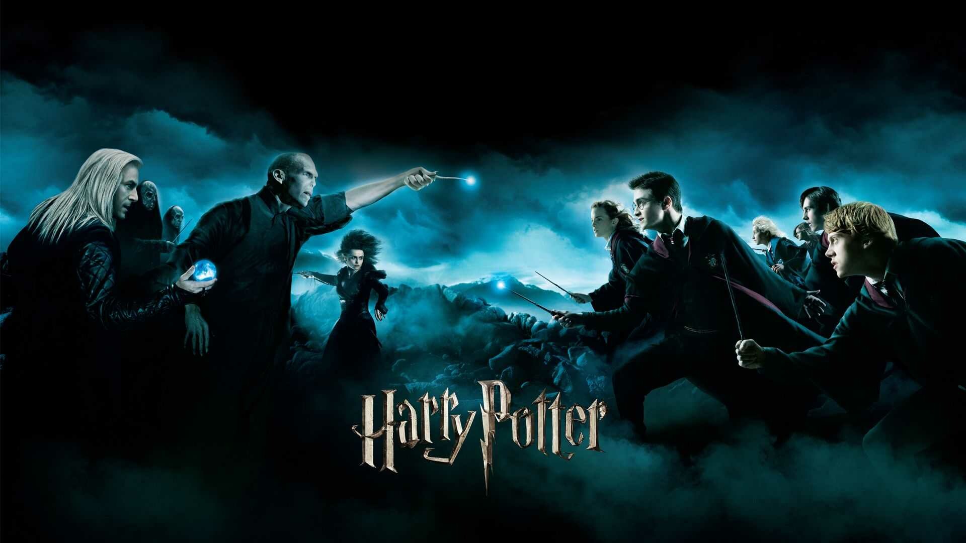 Voldemort versus Harry, Order of Phoenix poster, Bellatrix Lucius duel Voldemort versus Harry, Order of Phoenix poster, Bellatrix Lucius duel — 1920×1080 HD wallpaper