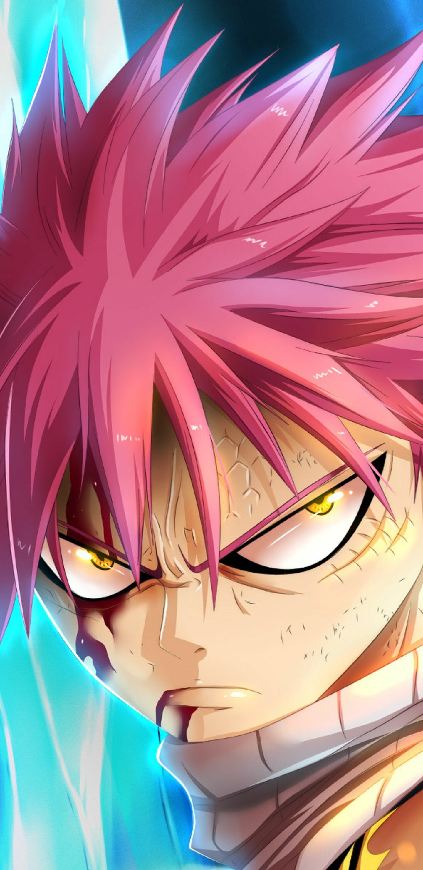 Natsu Dragneel, Dragon force scales, Yellow glowing eyes Natsu Dragneel, Dragon force scales, Yellow glowing eyes — 1440×2960 HD wallpaper