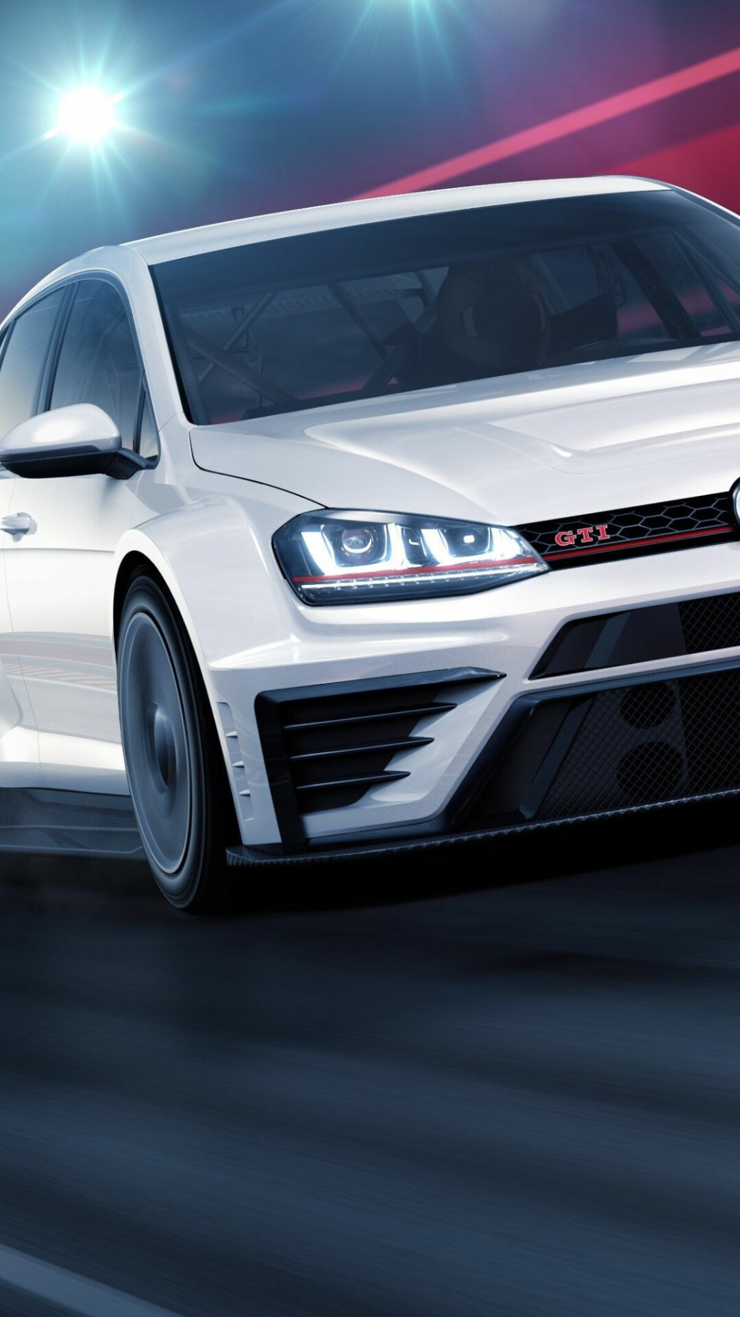 Volkswagen Golf GTI TCR, White race car, Track light flares Volkswagen Golf GTI TCR, White race car, Track light flares — 1080×1920 HD wallpaper