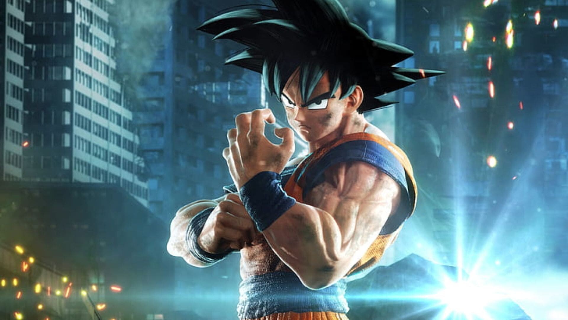 Jump Force Goku, Charging energy sphere, Ruined city street Jump Force Goku, Charging energy sphere, Ruined city street — 1920×1080 HD wallpaper