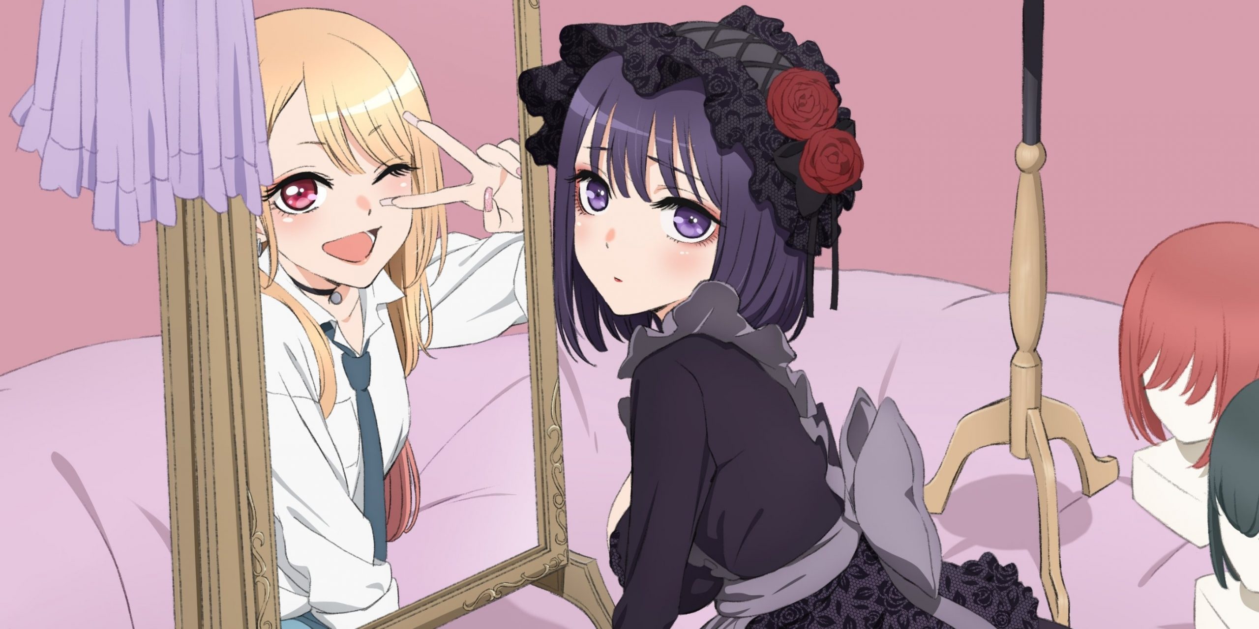 Marin Kitagawa, Gothic lolita cosplay, Standing mirror reflection, Dual Screen Marin Kitagawa, Gothic lolita cosplay, Standing mirror reflection, Dual Screen — 2560×1280 HD wallpaper