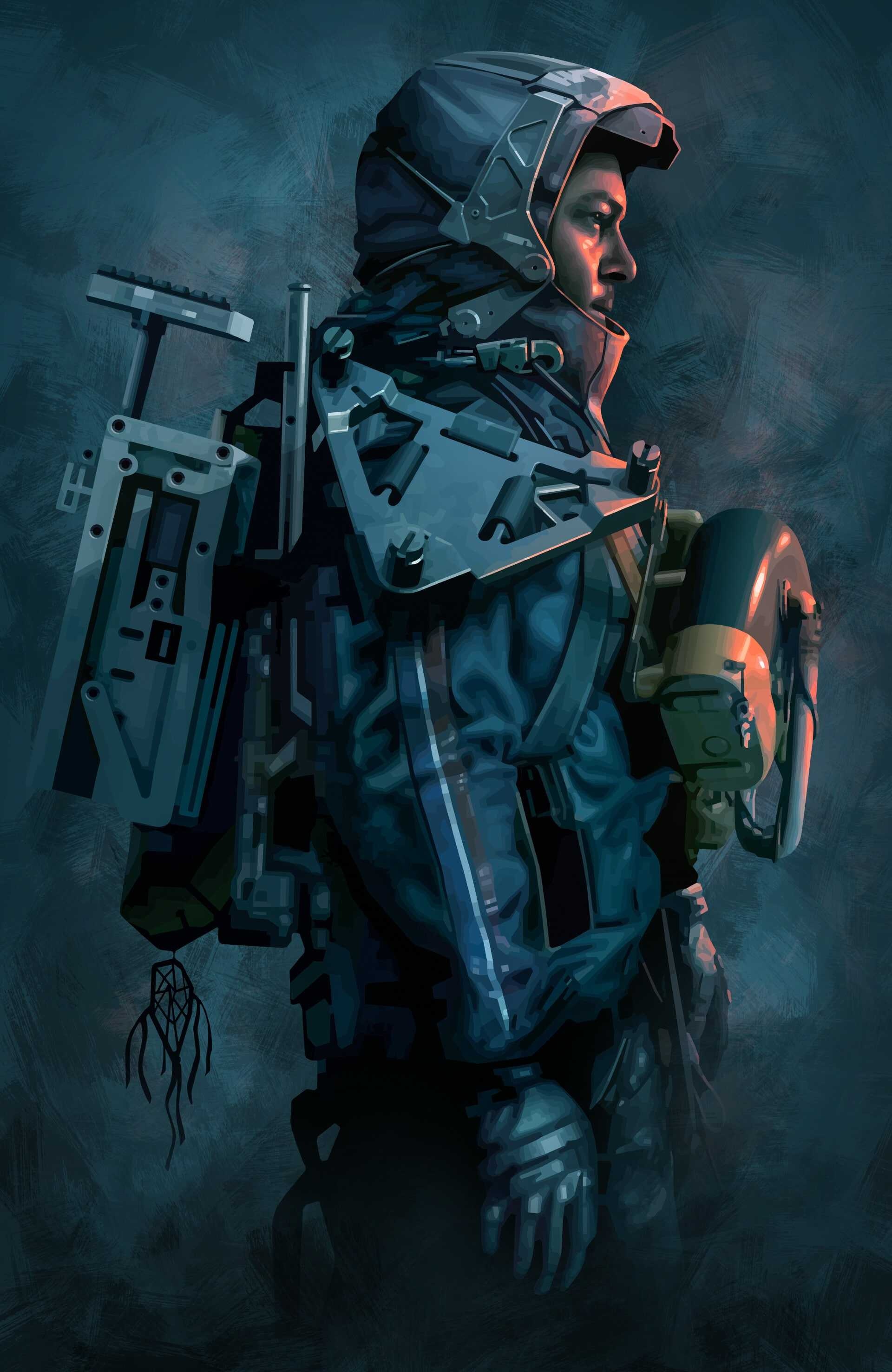 Sam Porter Bridges, BB pod canister, Hooded porter suit Sam Porter Bridges, BB pod canister, Hooded porter suit — 1920×2952 HD wallpaper